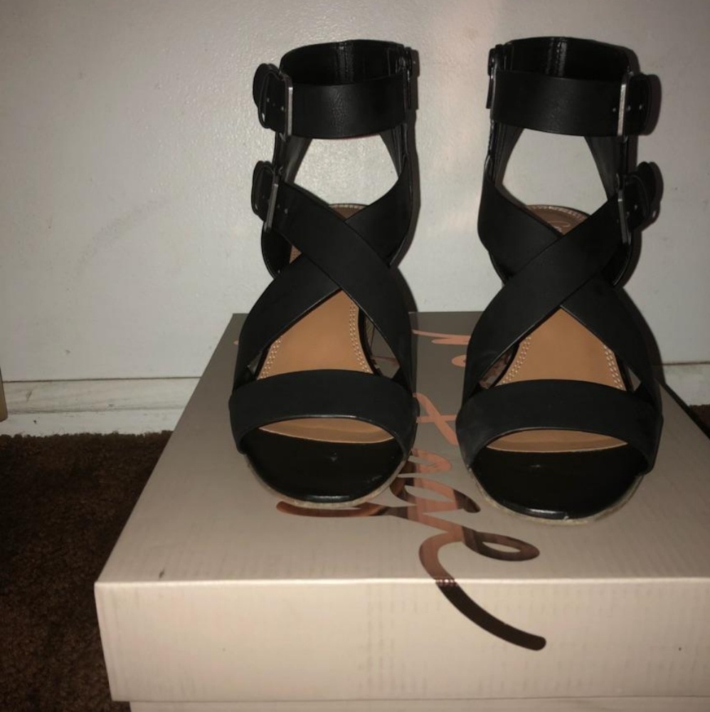 Black Wedge Sandals